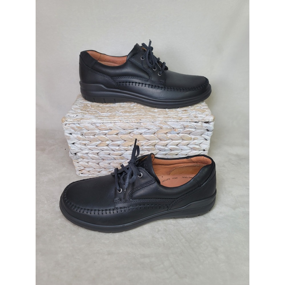 ECCO Seawalk Casual Lace Up Derby Shoes 44 10.5-11 Black Leather Bicycle Toe